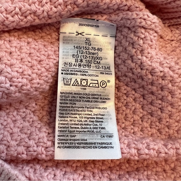Gap Kids Pink Cable Knit Cotton Sweater Size XL 12 - Picture 4 of 4